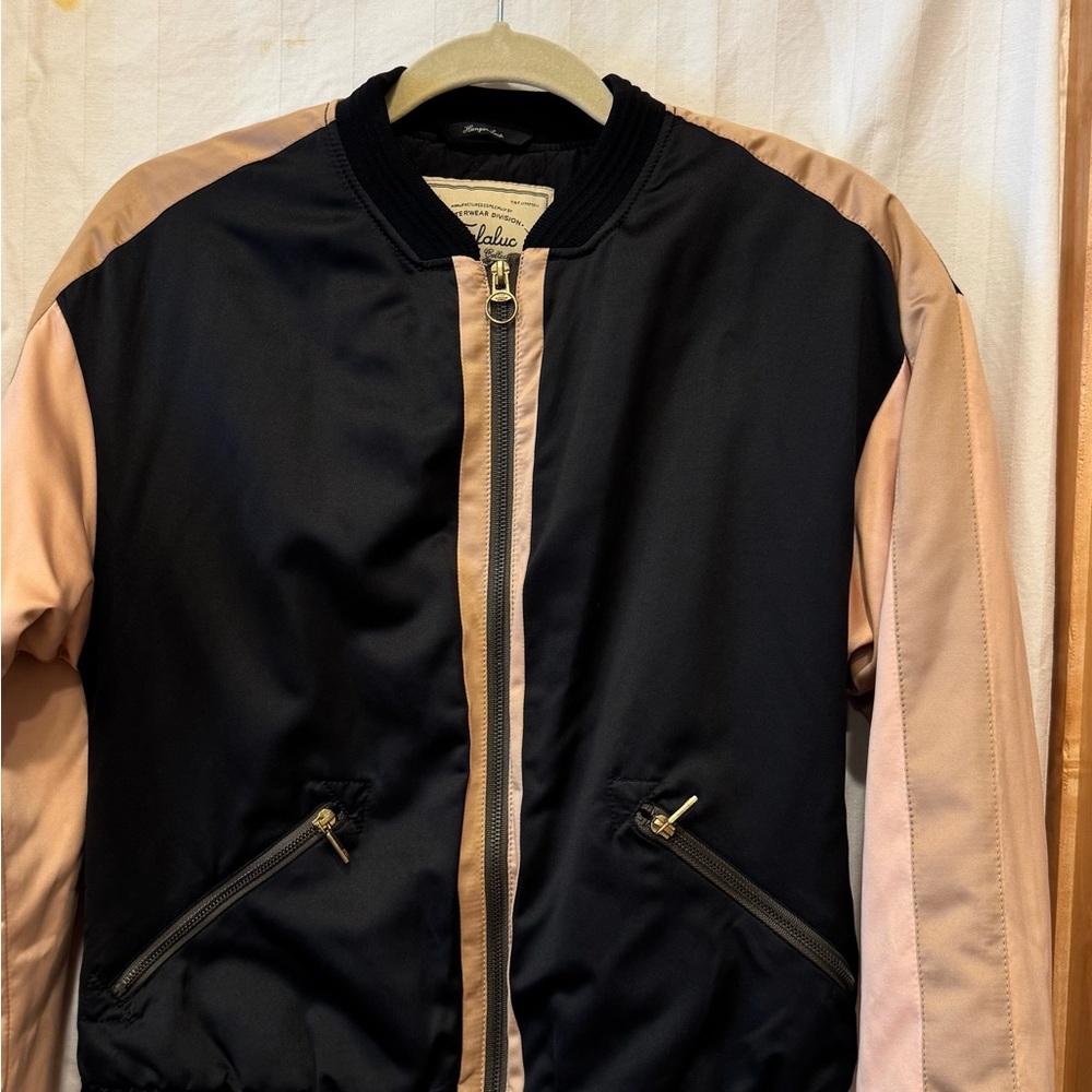 Zara Black and Cream Bomber Jacket